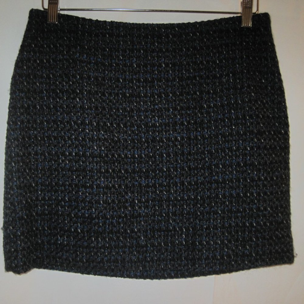 J. Crew Knit Wool Skirt Women's 6 Black Blue